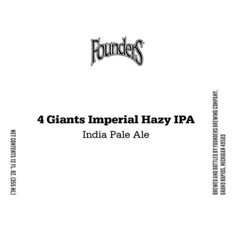Founders 4 Giants Imperial Hazy IPA 12OZ SINGLE BTL