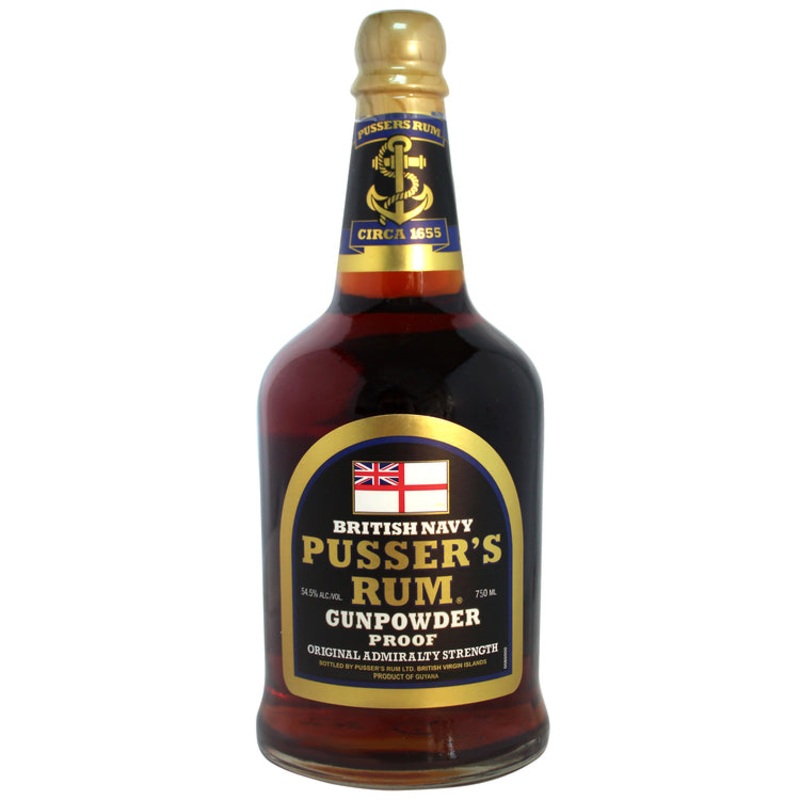 PUSSER'S NAVY RUM GUNPOWDER PROOF ORIGINAL ADMIRALTY STRENGTH 109 750ML 750ML
