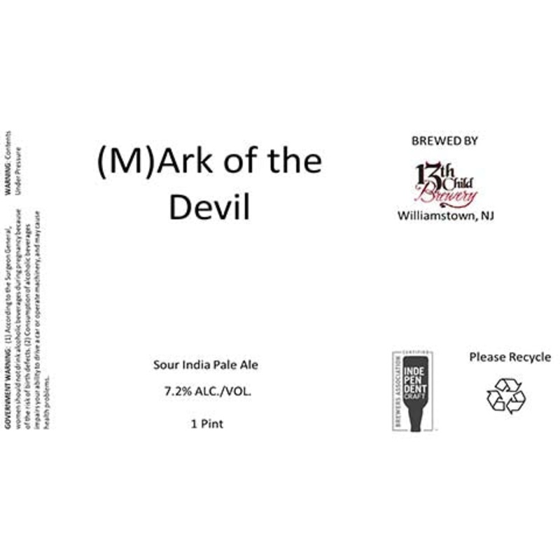 13th Child (M)Ark of the Devil Sour IPA 16OZ SINGLE CAN