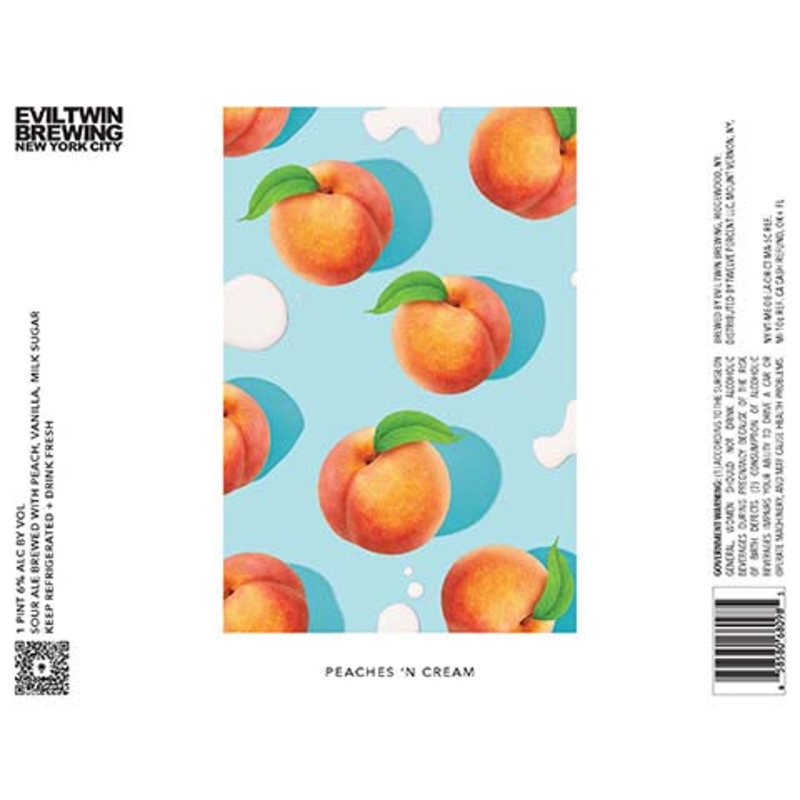 Evil Twin Peaches 'N Cream Sour 16OZ SINGLE CAN