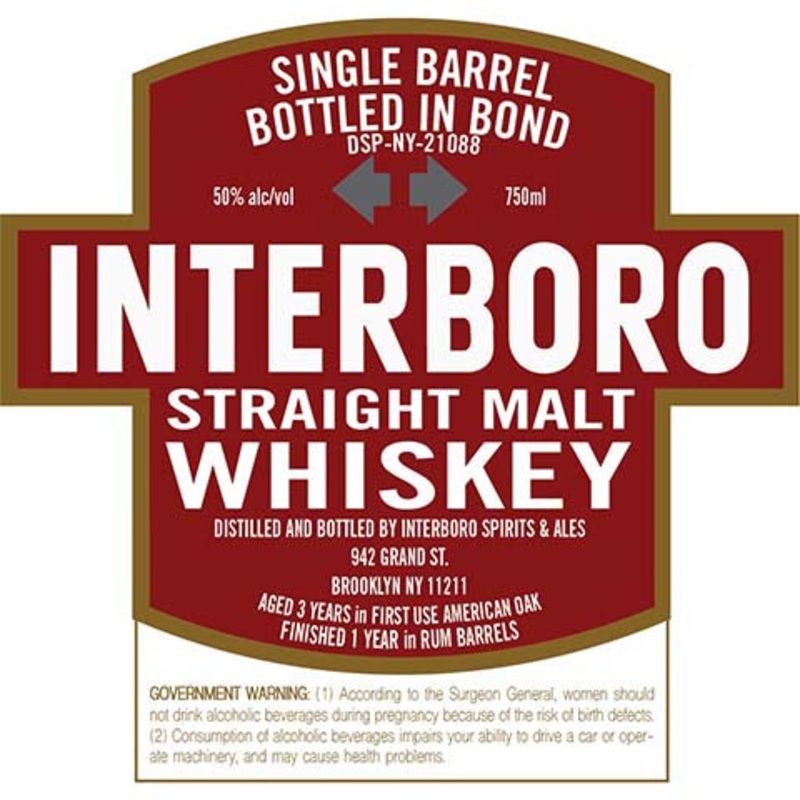 Interboro Single Barrel Straight Malt Whiskey 750ML BTL