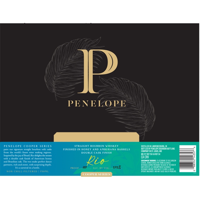 Penelope Rio Straight Bourbon Whiskey Honey & Amburana Double Cask Finish