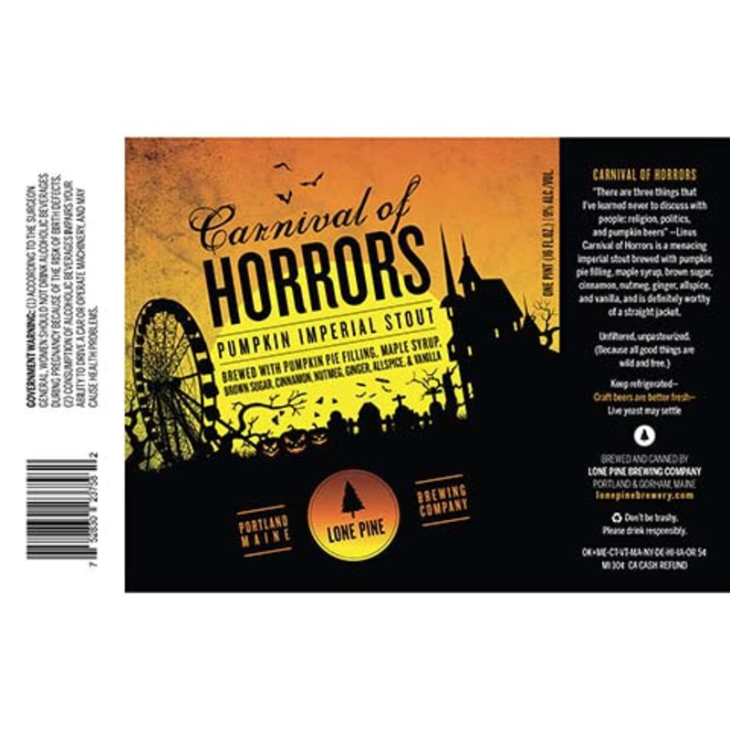 Lone Pine Carnival Of Horrors Pumpkin Imperial Stout 16OZ SINGLE CAN