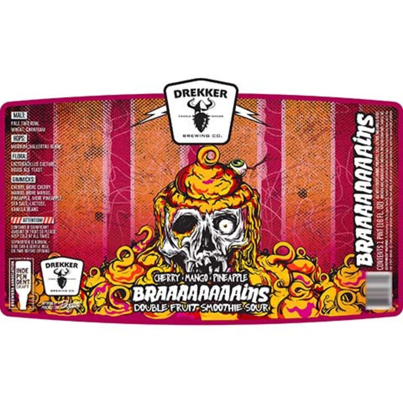 Drekker Cherry Mango Pineapple Braaaaaaaaains Double Fruit Smoothie Sour 16OZ SINGLE CAN