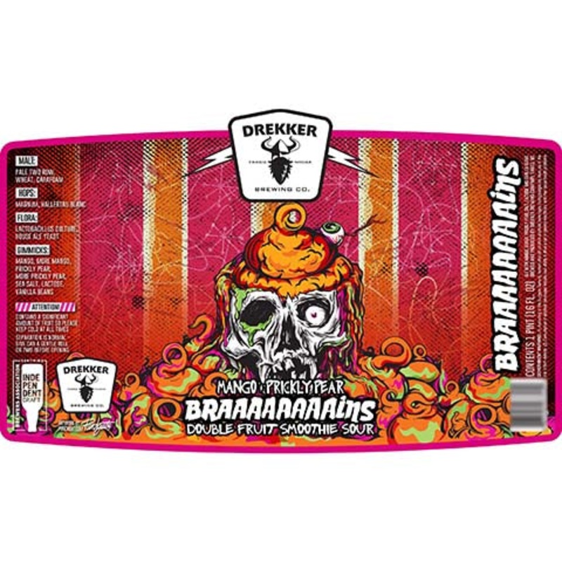 Drekker Mango Prickly Pear Braaaaaaaaains Double Fruit Smoothie Sour 16OZ SINGLE CAN