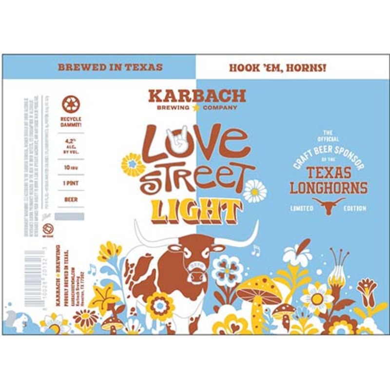 Karbach Love Street Light Texas Loghorn Bevo 16OZ SINGLE CAN
