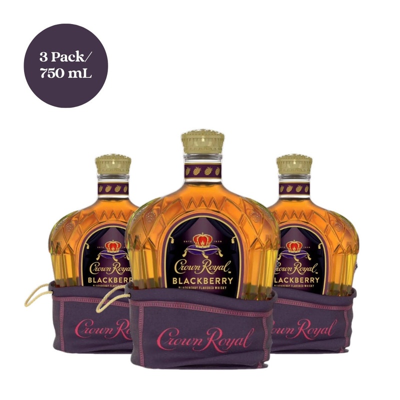 Limited Edition Blackberry Crown Royal Bundle 3x Whiskeys 750mL
