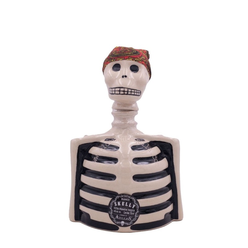 Los Azulejos Skelly Tequila Blanco with Bandana 750mL