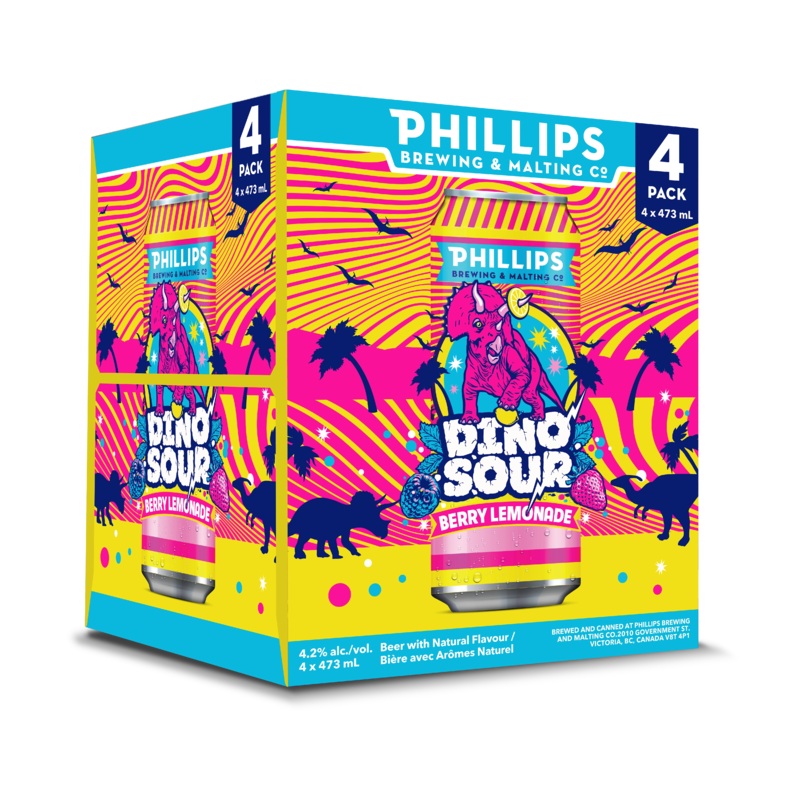 PHILLIPS DINOSOUR BERRY LEMONADE 473ML 4PK CAN @ Southgate [1056523] 1892 ml