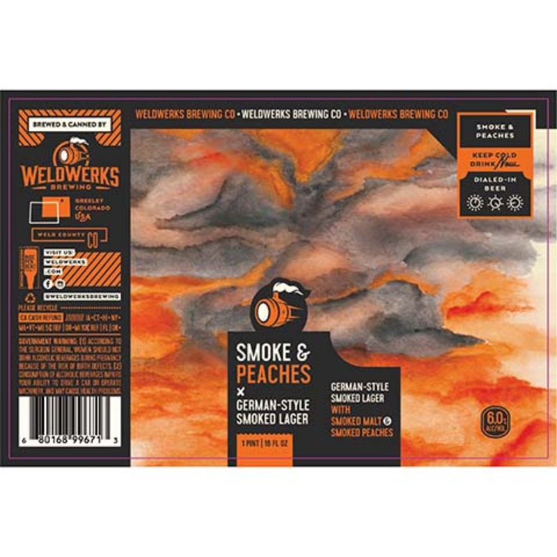 Weldwerks Smoke & Peaches Smoked Lager 16OZ SINGLE CAN
