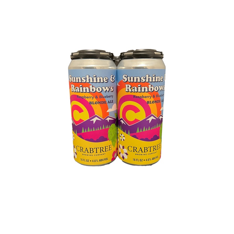 Crabtree Sunshine & Rainbows Blonde 4 Pack Cans Raspberry & Blueberry