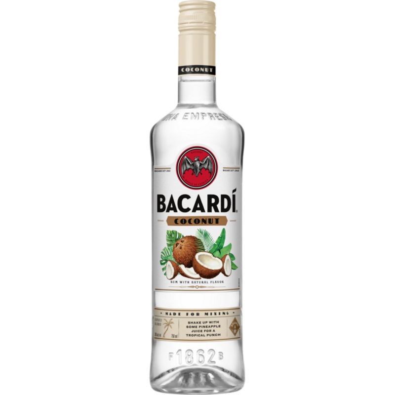 BACARDI COCONUT FLAVORED RUM 70 W/ 1-50ML BACARDI LIME FLAVORED RUM 70 750ML 750ML