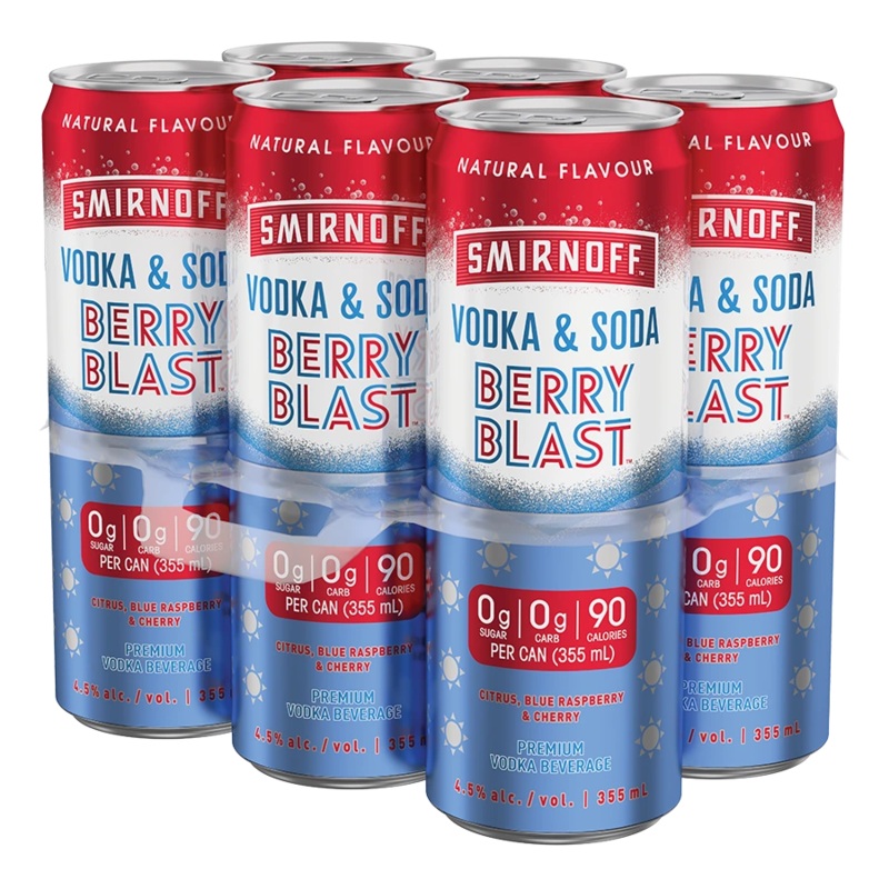 SMIRNOFF VODKA & SODA BERRY BLAST 355ML 6PK CAN @ MacTaggart Ridge [1038452] 2130 ml