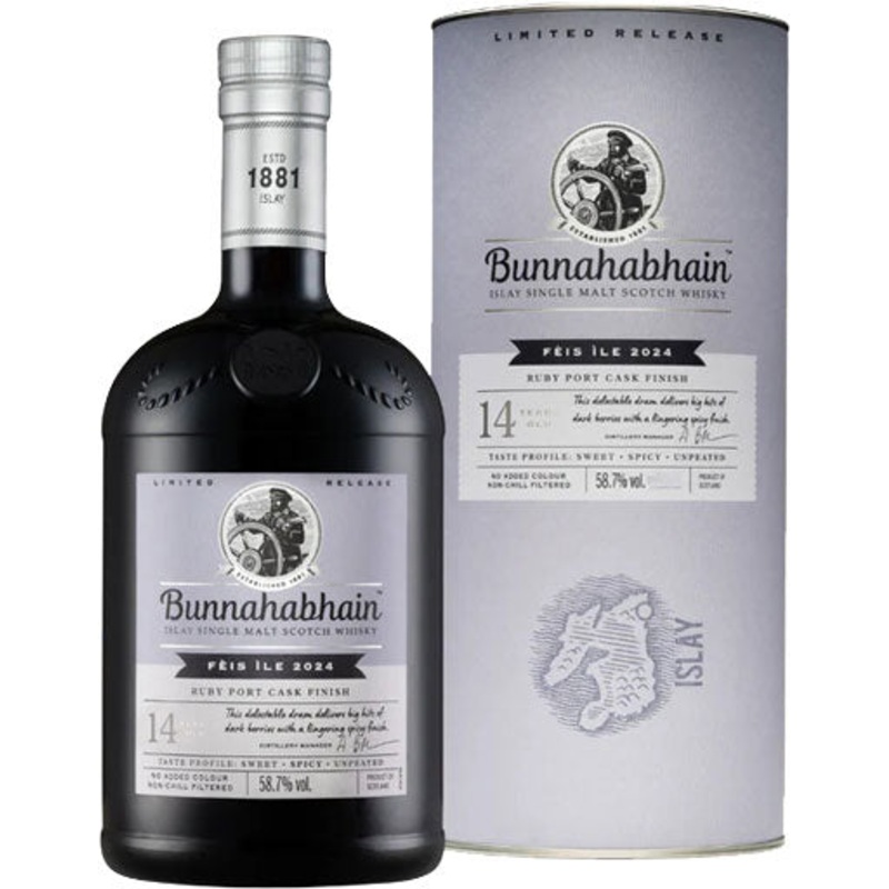 Bunnahabhain Feis Ile 2024 14 Year Old Ruby Port Cask Finish Single Malt Whisky 750ml