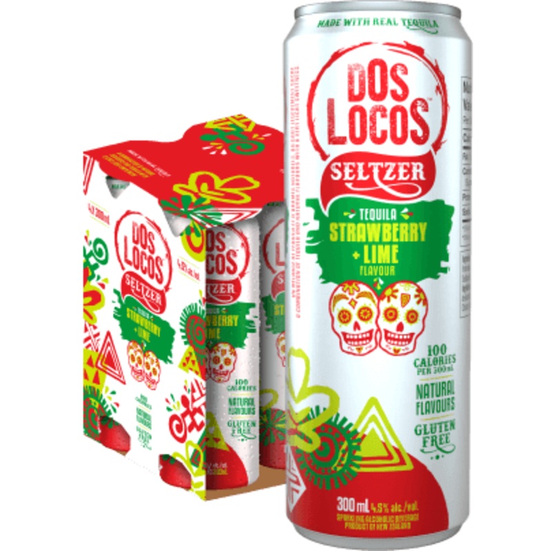 DOS LOCOS STRAWBERRY LIME TEQUILA SELTZER 4 CANS