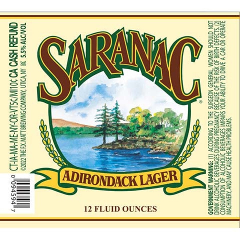 Saranac Adirondack Lager 12OZ SINGLE BTL