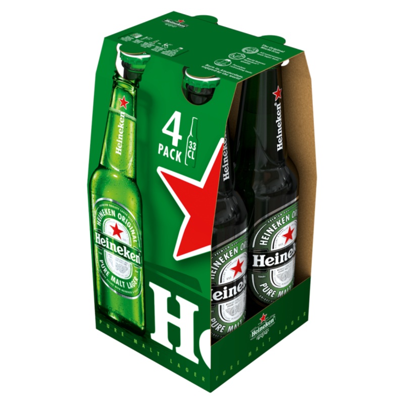 Heineken Original Beer Bottle 330ml 4 Pack