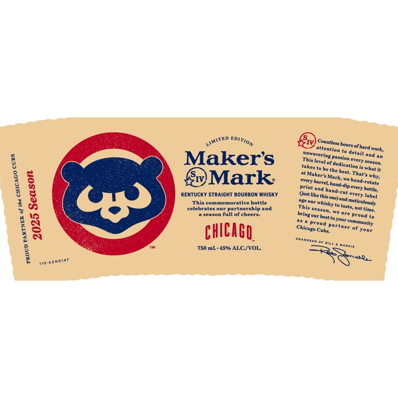 Maker's Mark Chicago Cubs 2025 Limited Edition Kentucky Straight Bourbon Whiskey