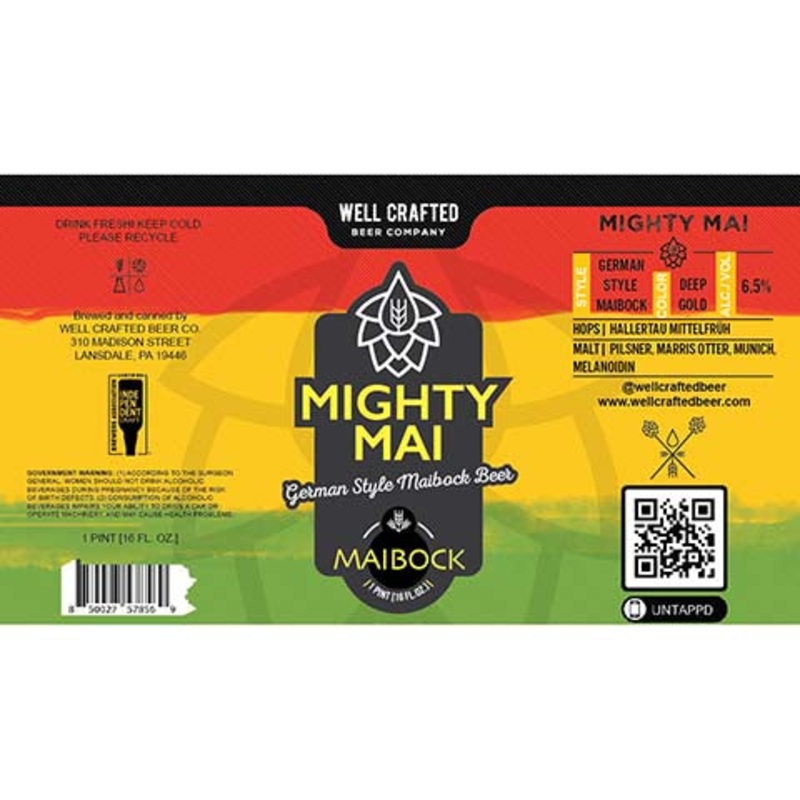 Well Crafted Mighty Mai German Maibock Beer 16OZ SINGLE CAN