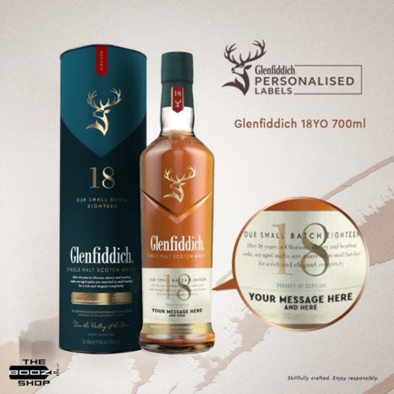 Glenfiddich 18 Year Old 700ml w/ Personalized Label