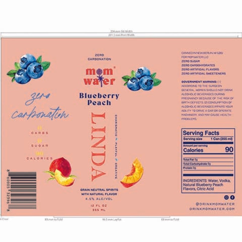 Mom Water Linda Blueberry Peach 12OZ SINGLE CAN
