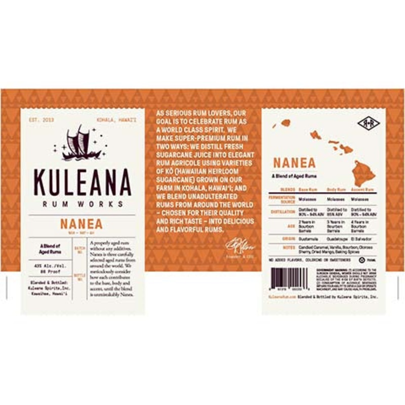 Kuleana 2yr Nanea Aged Rum 750ML BTL