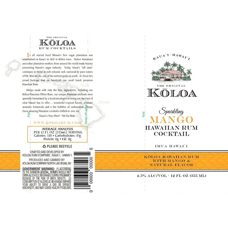 Kloa Sparkling Mango Hawaiian Rum Cocktail 4pk
