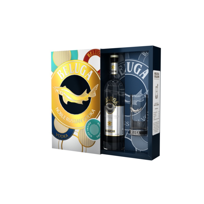 BELUGA VODKA NOBLE EXPORT 80 W/ HIGHBALL GLASS 750ML 750ML