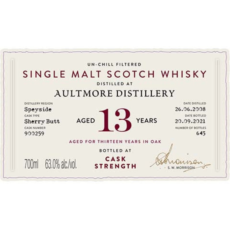 A.D. Rattray Aultmore Distillery Aged 13 Years Single Malt Scotch Whisky 700ML BTL