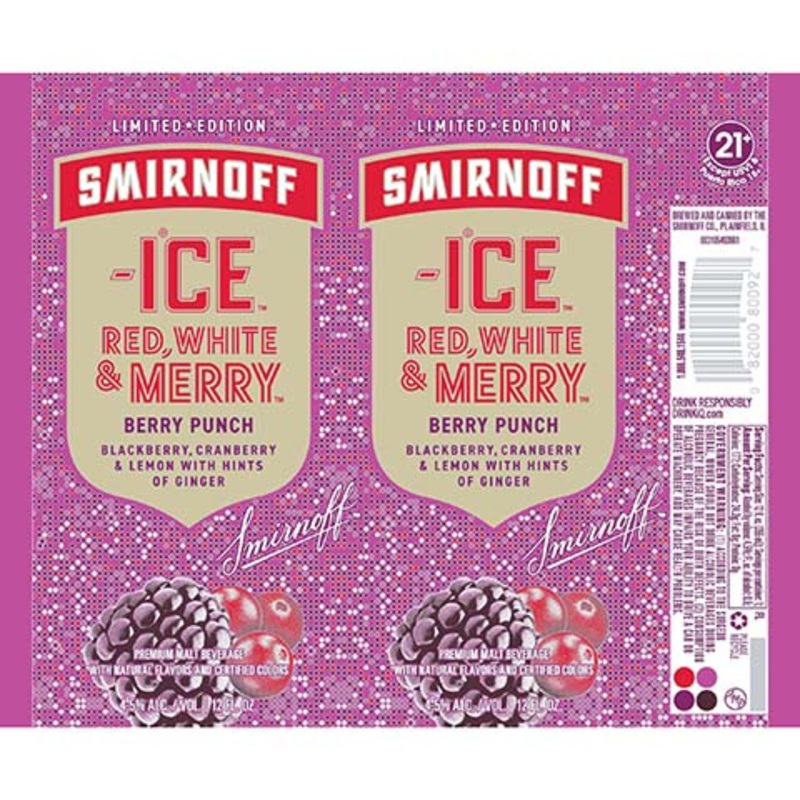 Smirnoff Ice Red, White & Merry Berry Punch 12OZ SINGLE CAN