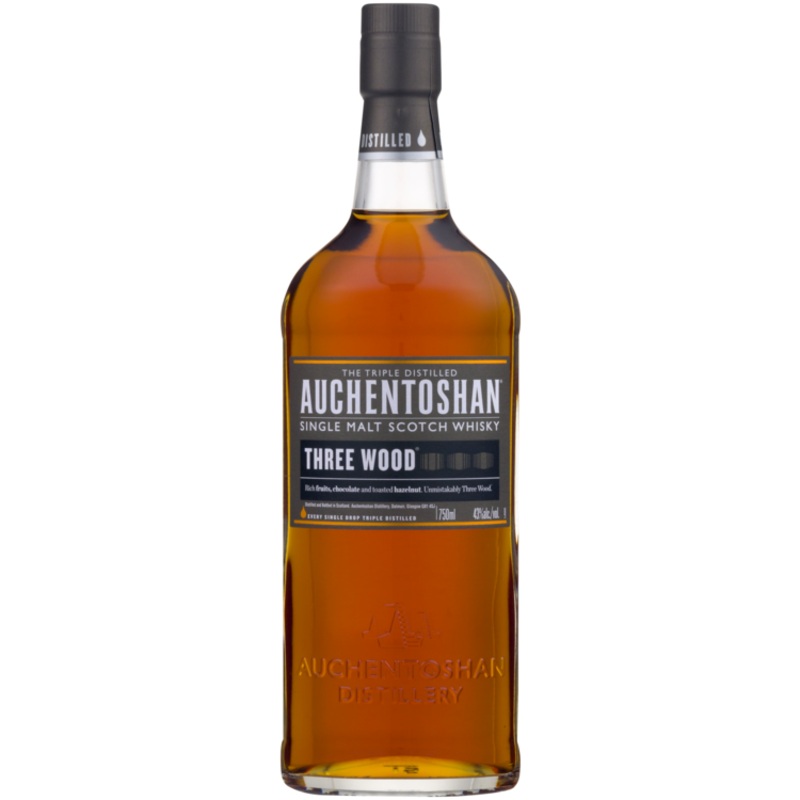 AUCHENTOSHAN SINGLE MALT SCOTCH THREE WOOD 86 750ML 750ML