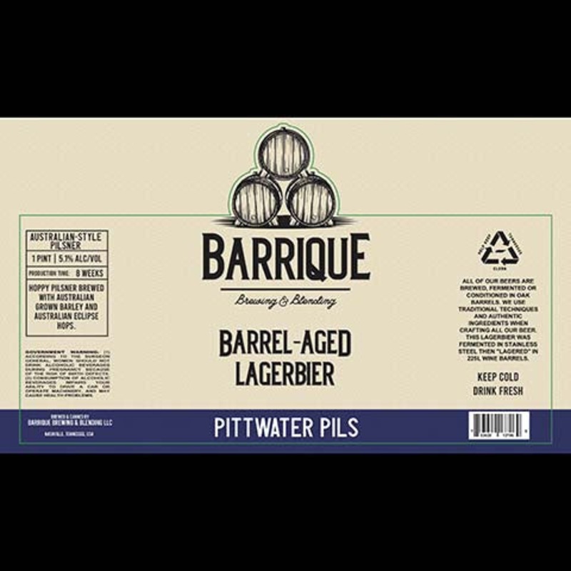 Barrique Pittwater Pils Barrel-Aged Lagerbier 16OZ SINGLE CAN