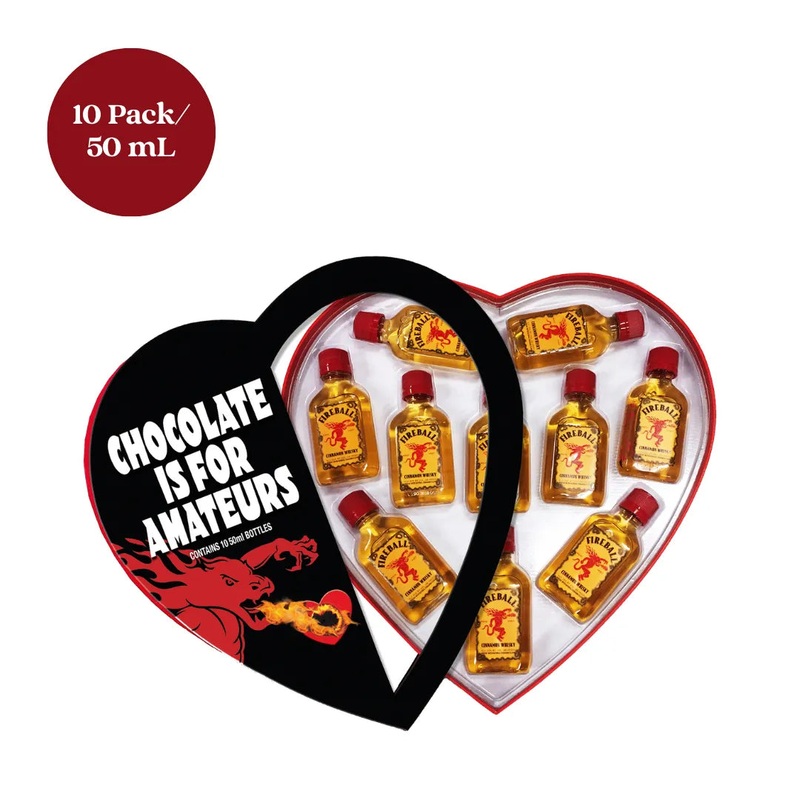 Fireball Whiskey 10pk 50mL Shots Valentine's Packaging