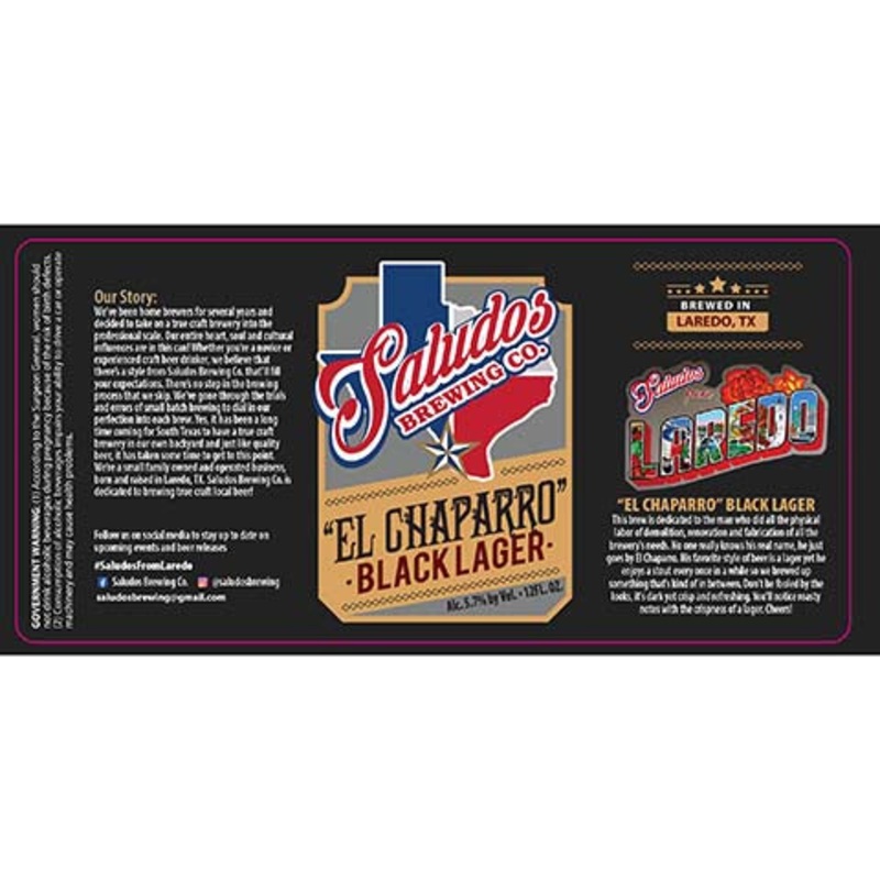 Saludos El Chaparro Black Lager 12OZ SINGLE CAN