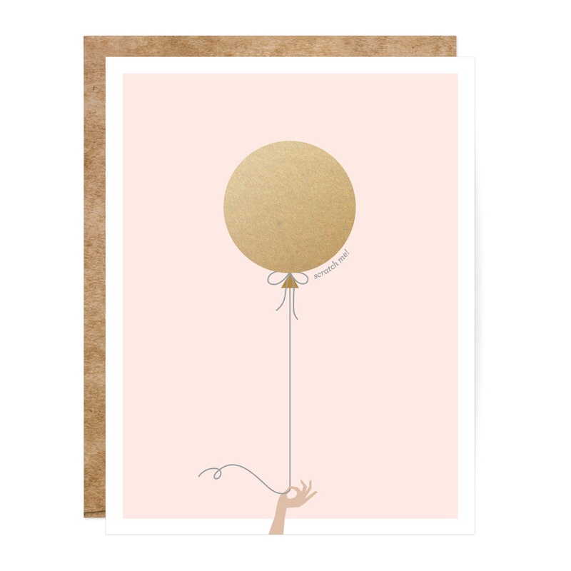 Inklings Paperie: Pink & Gold Balloon Scratch Off Birthday Card