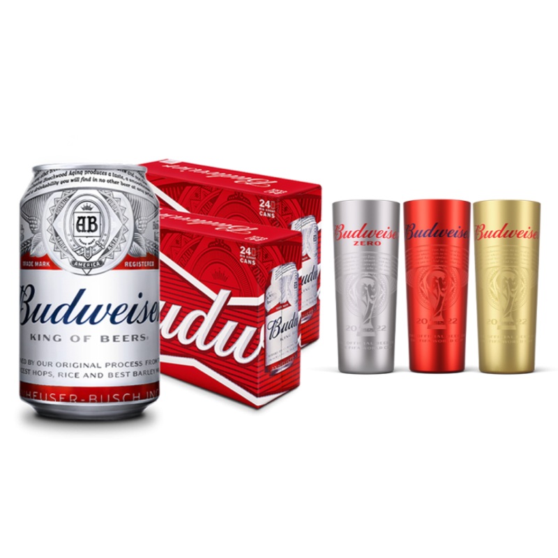 Two Cases Promo: Budweiser Beer 330ml Can x48 (Total 2 Cases) w/ FREE 1pc. (*random color) FIFA World Cup Cold Activated Cup