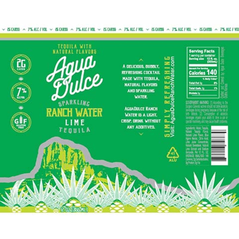 Agua Dulce Sparkling Ranch Water Lime Tequila 12OZ SINGLE CAN