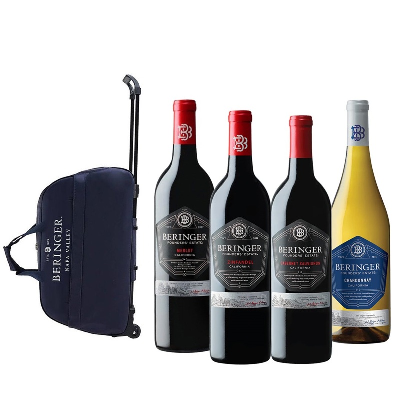 Buy 4x Bottles of ANY Beringer Founders Estate 750ml (Zinfandel, Chardonnay, Merlot, Cabernet Sauvignon) with FREE 1pc. Beringer Carry-On Trolley Bag