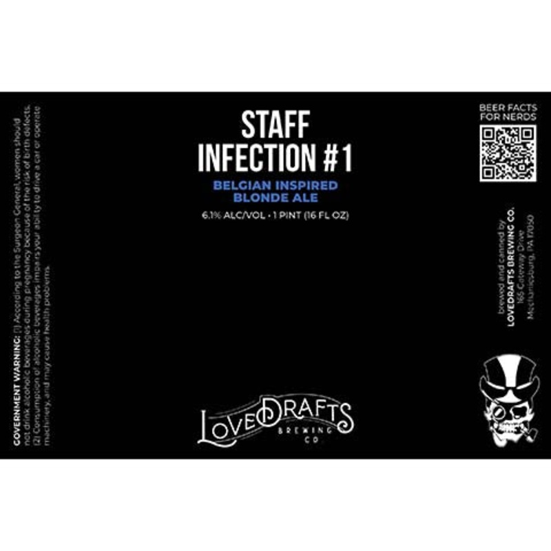Lovedrafts Staff Infection #1 Belgian Inspired Blonde Ale 16OZ SINGLE CAN