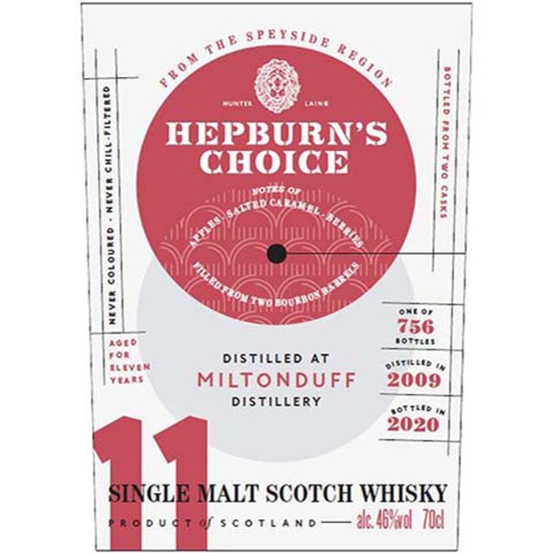 Hepburn's Choice/Miltonduff Single Malt Scotch Whisky 700ML BTL