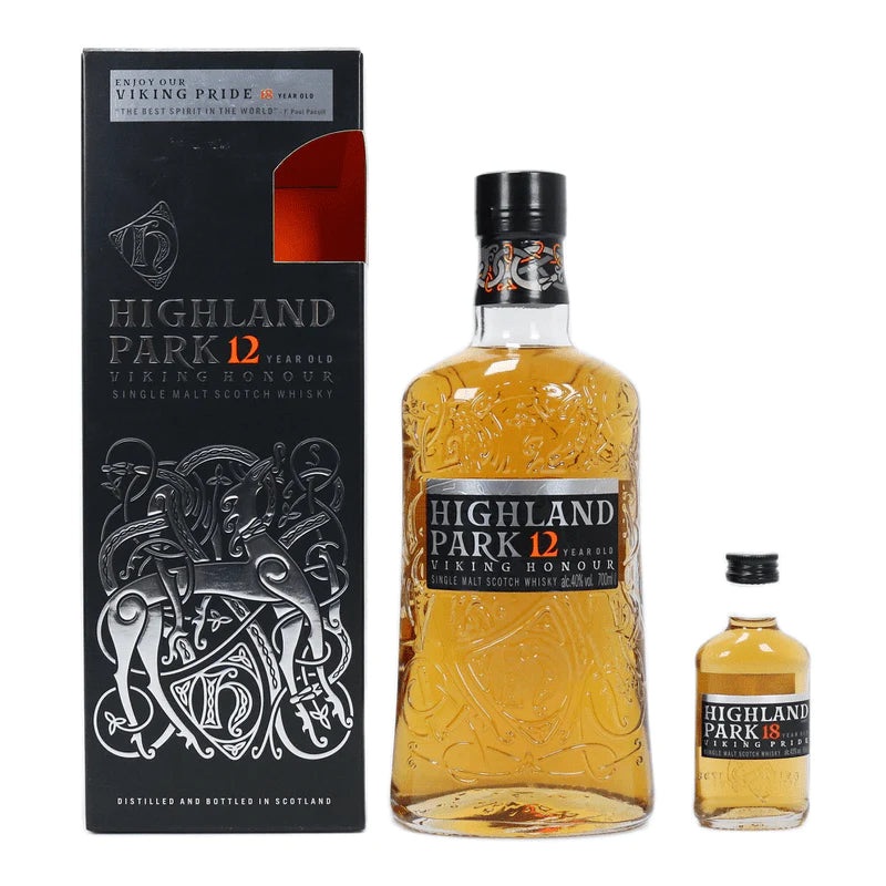 Highland Park 12 Year Old Viking Honour + 18 Year Old Viking Pride (50ml) Single Malt Scotch Whiskey Gift Pack Gift Pack