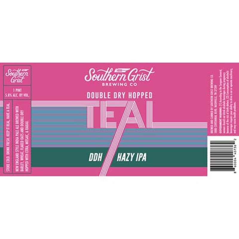 Southern Grist DDH Teal Hazy IPA 16OZ SINGLE CAN