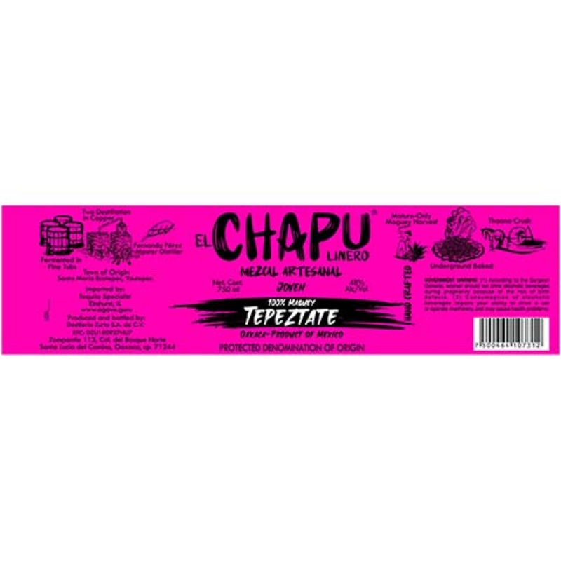 El Chapulinero Joven 100% Maguey Tepeztate Mezcal 750ML BTL