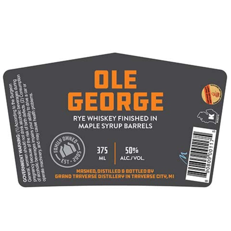 Grand Traverse Ole George Rye Whiskey 375ML BTL