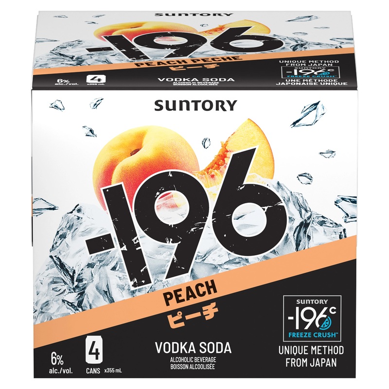 SUNTORY -196 PEACH VODKA SODA 355ML 4PK CAN @ Township [1056158] 1420 ml