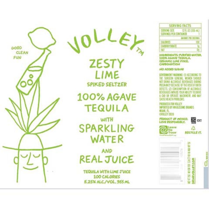 Volley Zesty Lime Spiked Seltzer 355ML BTL
