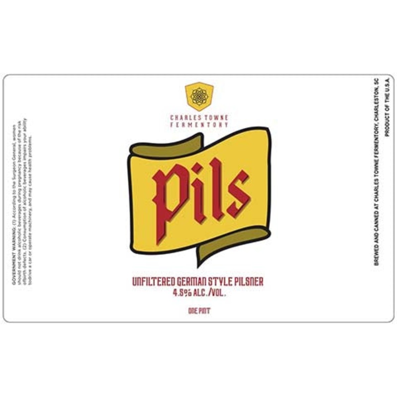 Charles Towne Fermentory Pils Unfiltered German Pilsner 16OZ SINGLE CAN