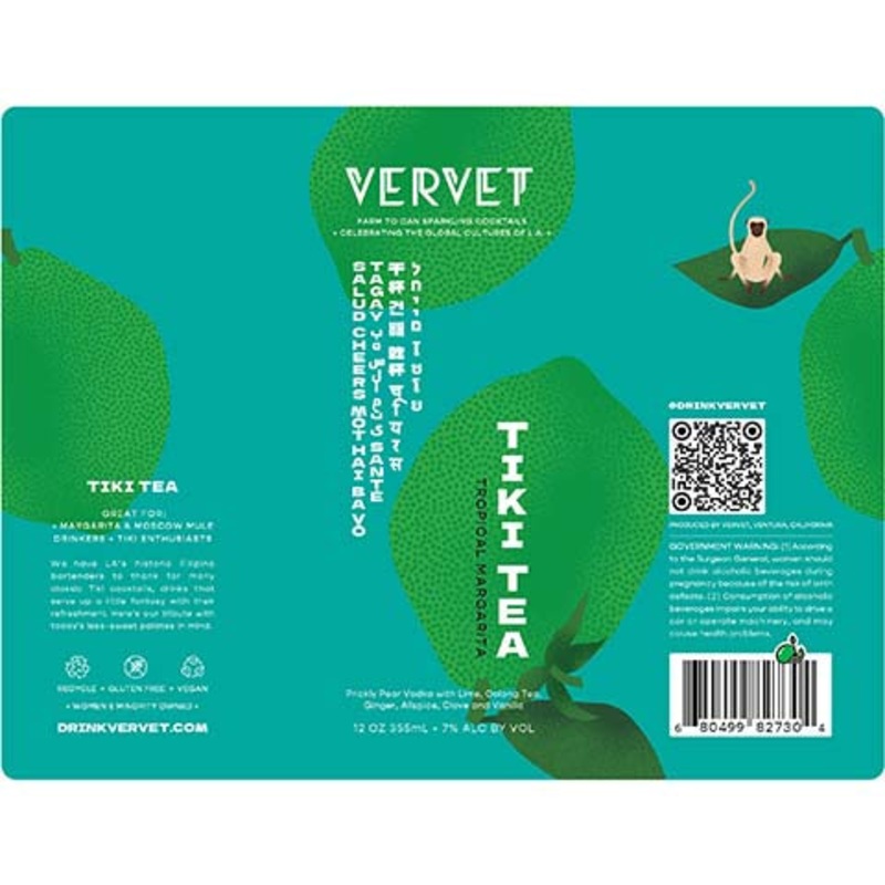 Vervet Tiki Tea Tropical Margarita 12OZ SINGLE CAN