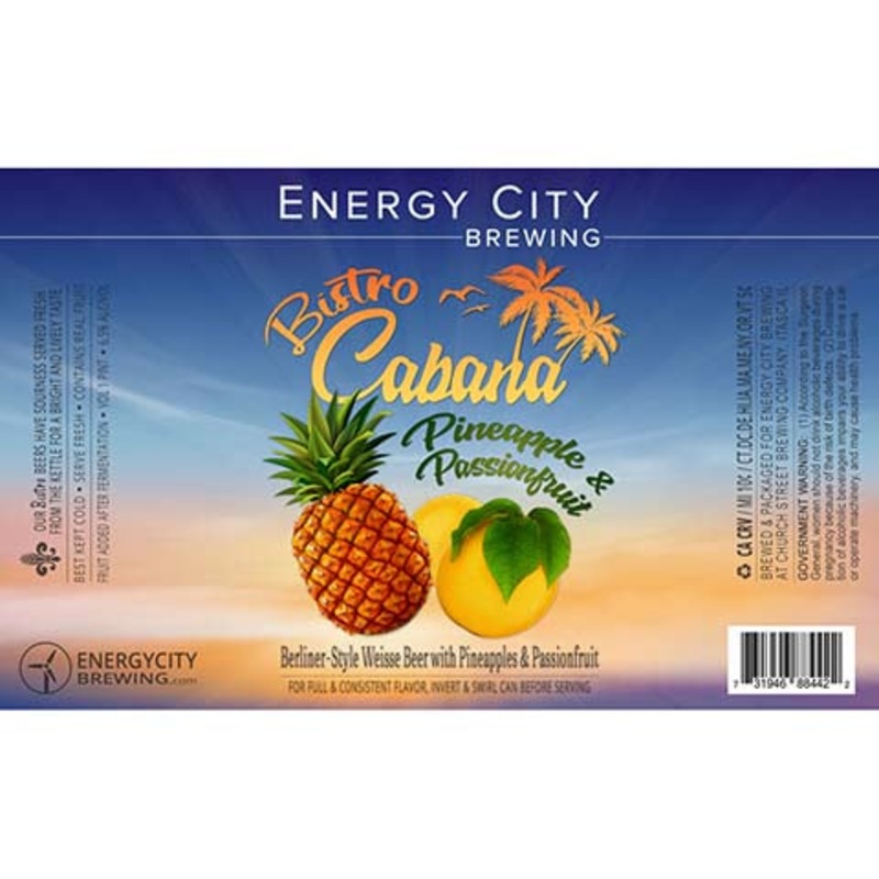 Energy City Bistro Cabana Pineapple & Passionfruit Berliner Weisse Beer 16OZ SINGLE CAN