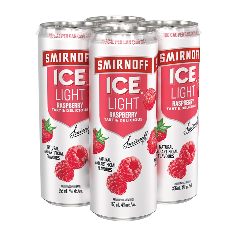 SMIRNOFF ICE LIGHT RASPBERRY 355ML 4PK CAN @ Airdrie [1002129] 1420 ml